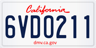 CA license plate 6VDO211