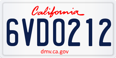 CA license plate 6VDO212