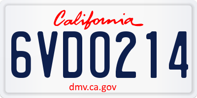 CA license plate 6VDO214