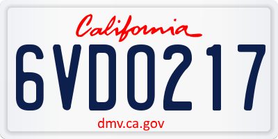 CA license plate 6VDO217