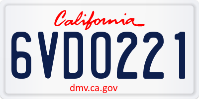 CA license plate 6VDO221