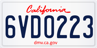 CA license plate 6VDO223