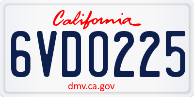 CA license plate 6VDO225