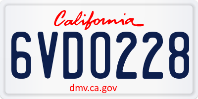 CA license plate 6VDO228