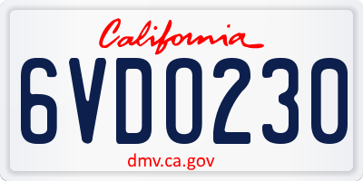 CA license plate 6VDO230