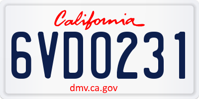 CA license plate 6VDO231