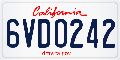 CA license plate 6VDO242
