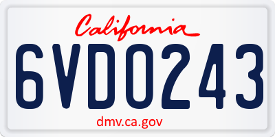 CA license plate 6VDO243