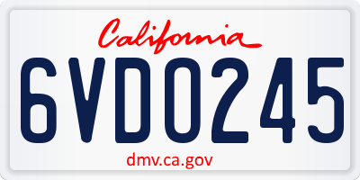 CA license plate 6VDO245