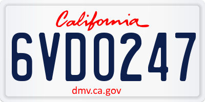 CA license plate 6VDO247