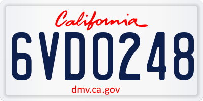 CA license plate 6VDO248