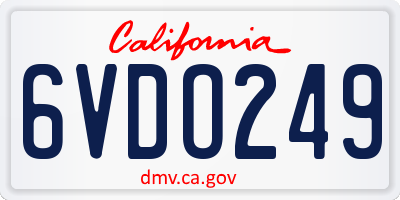 CA license plate 6VDO249