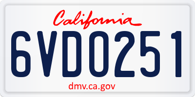CA license plate 6VDO251