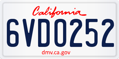 CA license plate 6VDO252