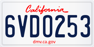 CA license plate 6VDO253