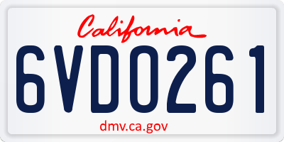 CA license plate 6VDO261