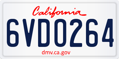 CA license plate 6VDO264