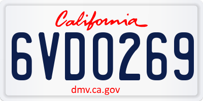 CA license plate 6VDO269