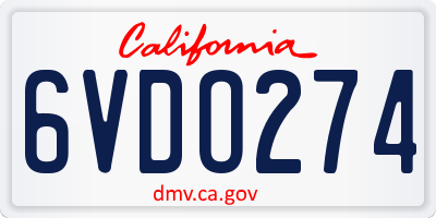 CA license plate 6VDO274