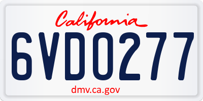 CA license plate 6VDO277