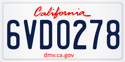 CA license plate 6VDO278