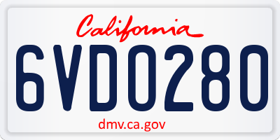 CA license plate 6VDO280