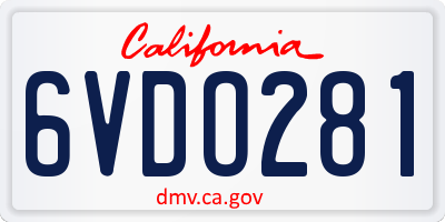 CA license plate 6VDO281