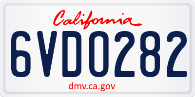 CA license plate 6VDO282