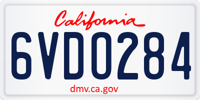 CA license plate 6VDO284