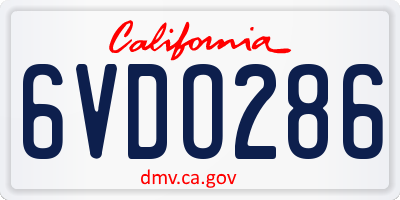 CA license plate 6VDO286