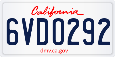 CA license plate 6VDO292