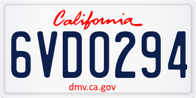 CA license plate 6VDO294