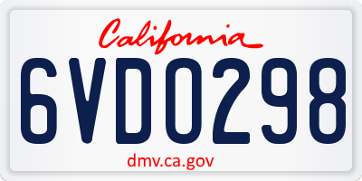 CA license plate 6VDO298