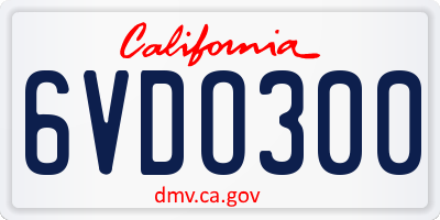 CA license plate 6VDO300