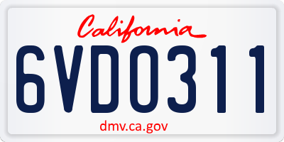 CA license plate 6VDO311