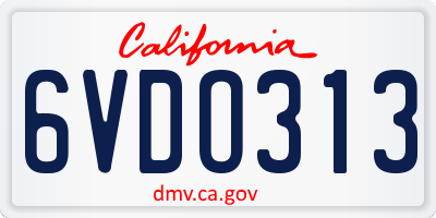 CA license plate 6VDO313