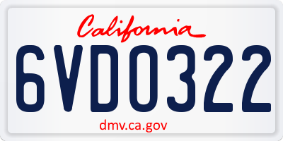 CA license plate 6VDO322