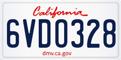 CA license plate 6VDO328