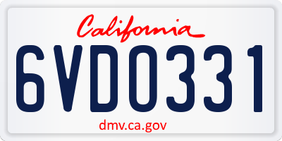 CA license plate 6VDO331