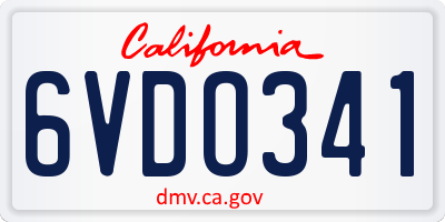 CA license plate 6VDO341