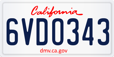 CA license plate 6VDO343