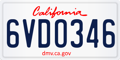 CA license plate 6VDO346