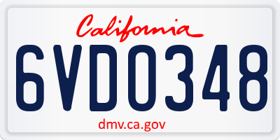 CA license plate 6VDO348