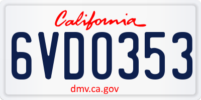 CA license plate 6VDO353