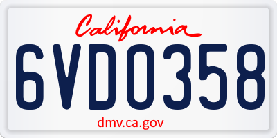CA license plate 6VDO358