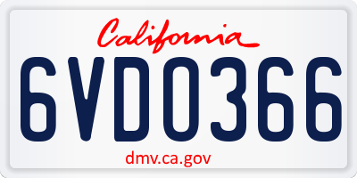 CA license plate 6VDO366