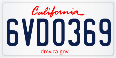 CA license plate 6VDO369