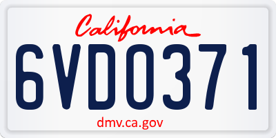 CA license plate 6VDO371