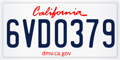 CA license plate 6VDO379