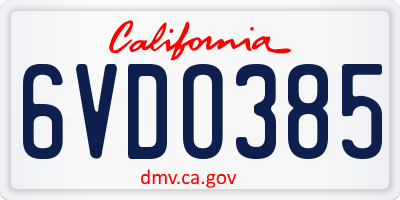CA license plate 6VDO385